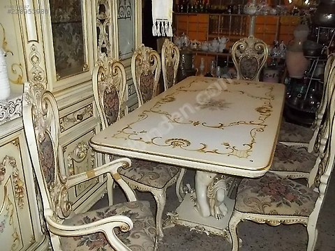 yemek odası- Muhteşem Bir Yemek Odası Takımı konpile el oyma ANTİKA