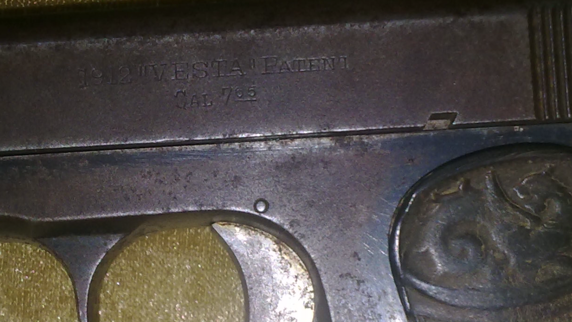 1912 VESTA PATENT CAL 7.65